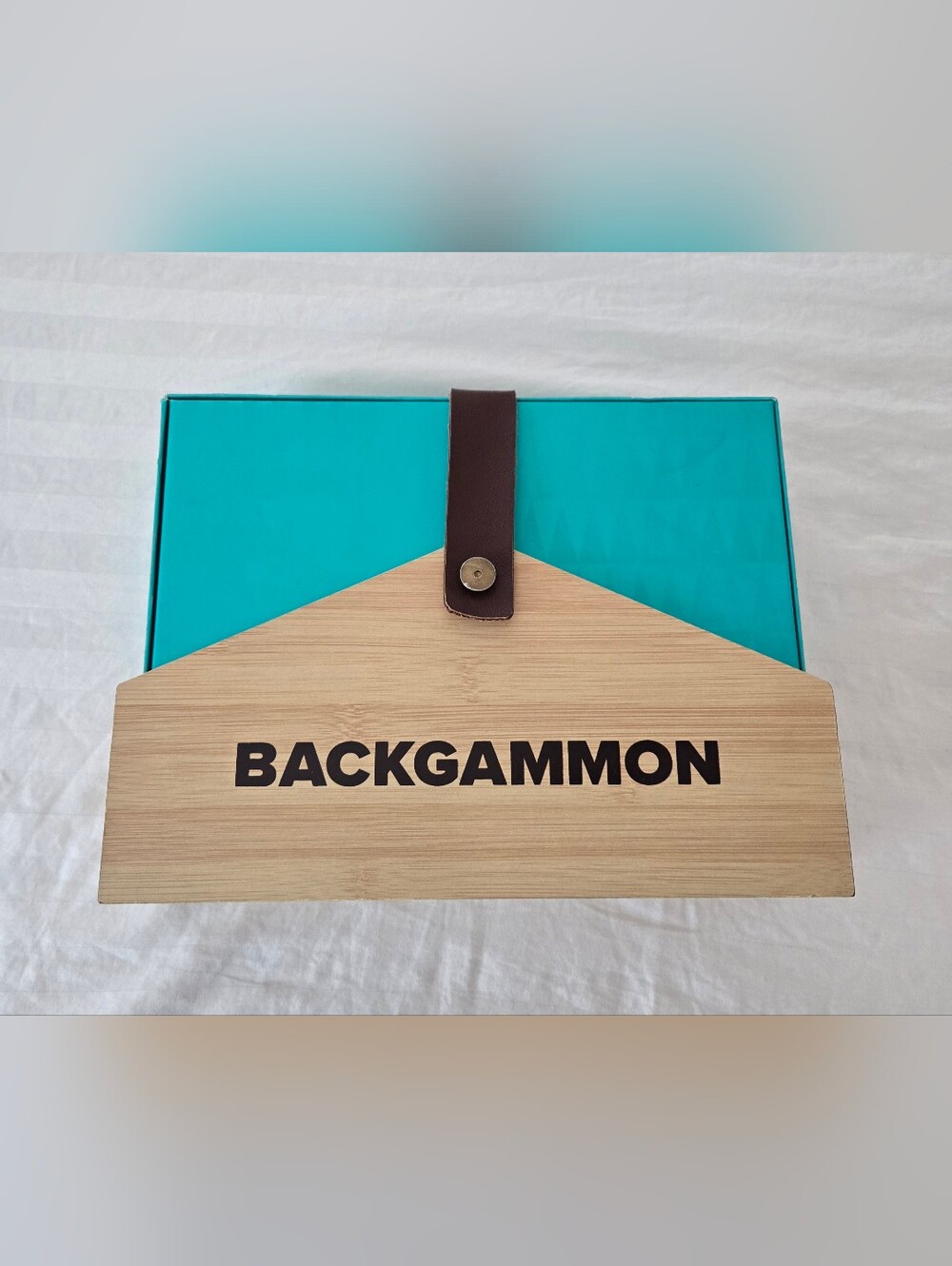 Backgammon Game Set - Teal & Natural Wood